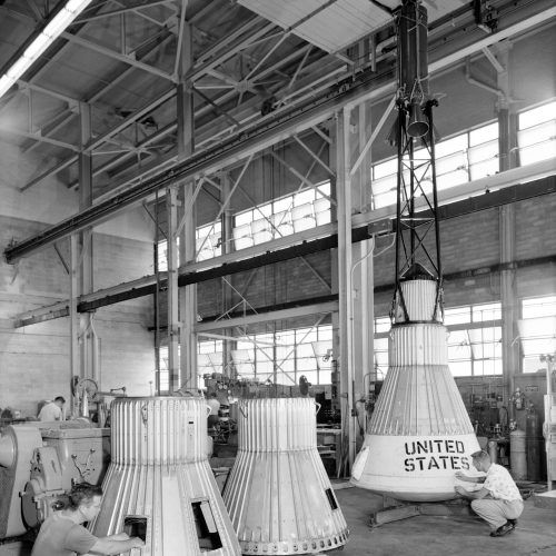 Boilerplate Mercury spacecraft being manufactured 