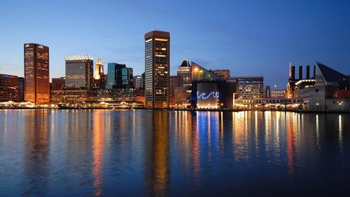 Baltimore city skyline.