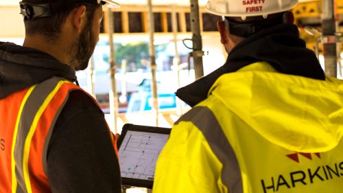 Harkins employees at a job site.