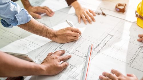 Reviewing construction plans.