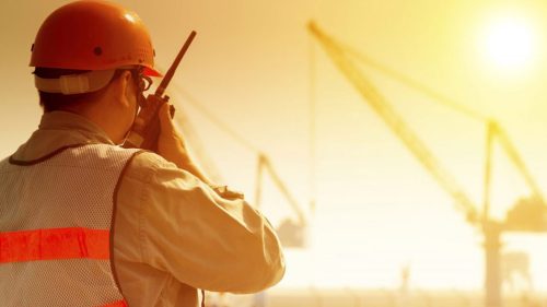 Construction working in the sun.
