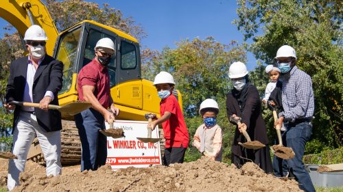Harkins celebrates groundbreaking of Habitat House.