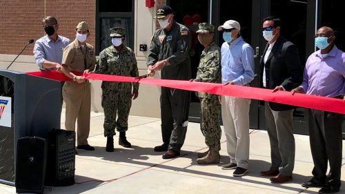Unaccompanied Housing celebrates ribbon cutting.