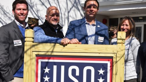 Harkins celebrates grand opening of USO Quantico Marine Corps Base.